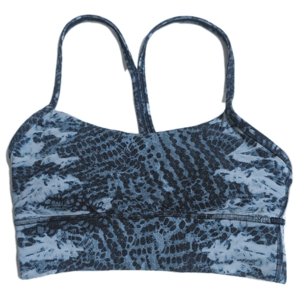 Lululemon Strappy Sports Bra Blue Snake Print Yoga Workout Removable‎ Pads
